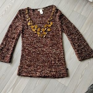 Vintage vertigo sweater with gold beads size medium